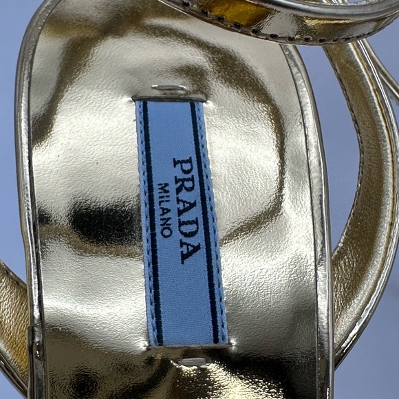 Prada Studded Metallic Gold Heel Sandals size 40 - Picture 7 of 9